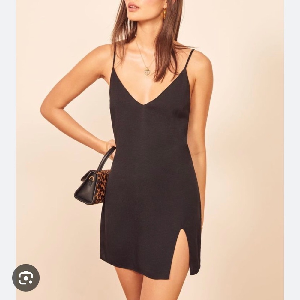 Reformation Black Ventura Mini Dress